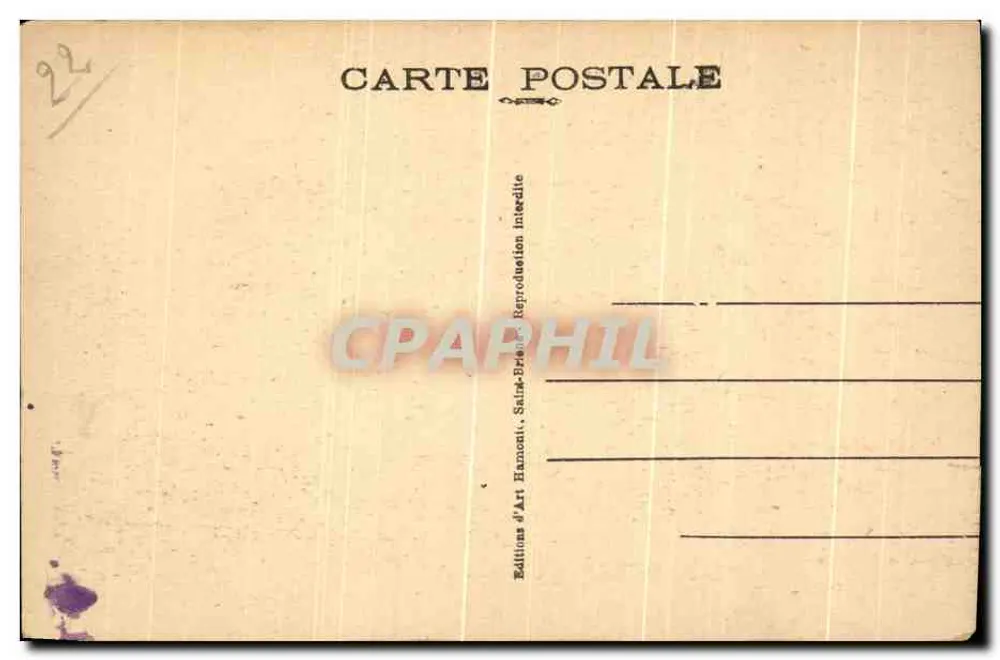 Saint-Brieuc — Hotel das Postas — Edições d'Art Hamonot - Verso
