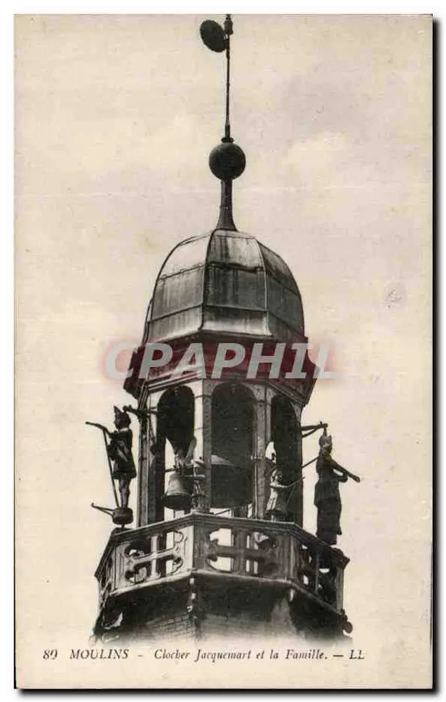 Moulins - Turm der Jacquemart-Uhr und die Familie — LL - Vorderseite