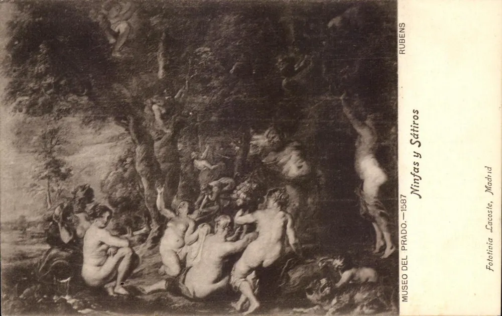 Nymphen und Satyr — Gemälde von Rubens — Museo del Prado, Madrid — Fototipia Lacoste-Edition, 1887 - Vorderseite