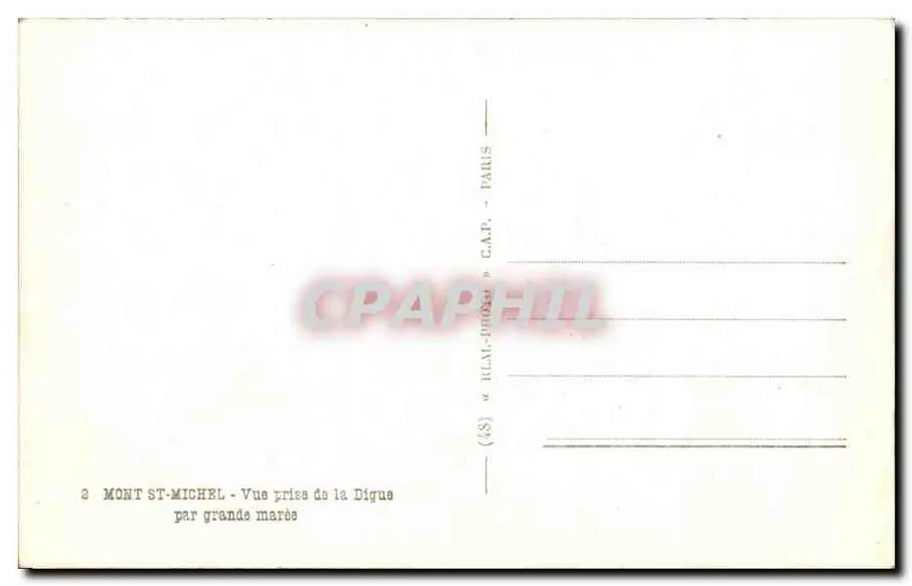 Mont-Saint-Michel — Ansicht vom Digue bei Ebbe — Verlag C.A.P. Nr. (48) - Rückseite