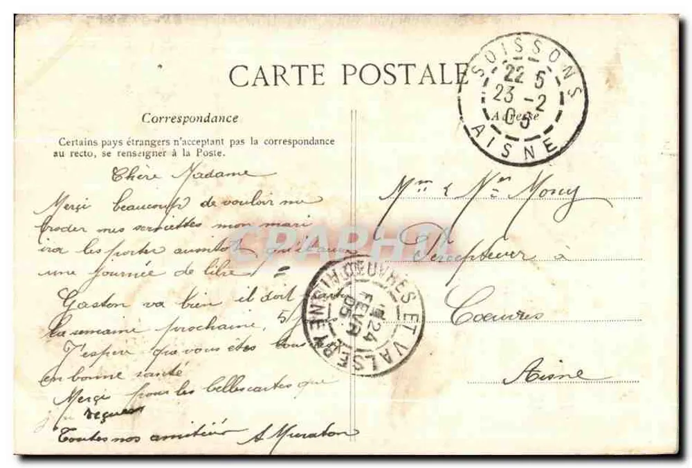 Soissons — Clocher de l'église — éditeur impr. Soissons - Verso