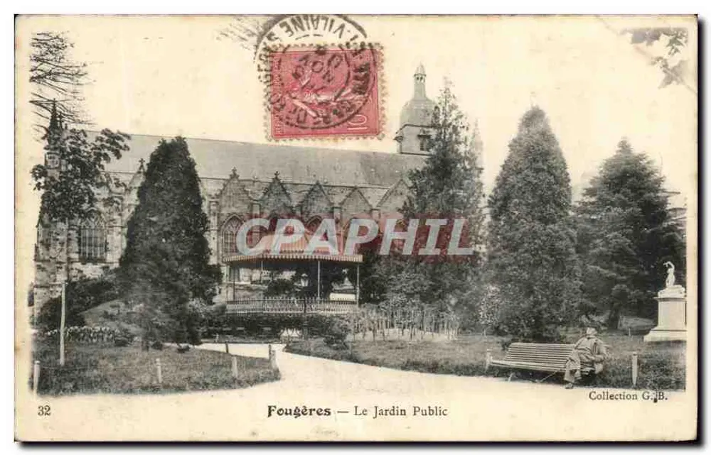 Fougères — Le Jardin Public — éditeur imprimeur non visible, n°32 - Vorderseite