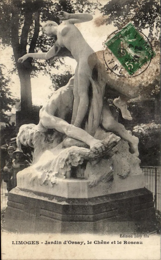 Limoges - Jardin d'Orsay, der Eiche und der Schilfrohr — Skulptur von H. Goutheillas, herausgegeben von Jury fils - Vorderseite