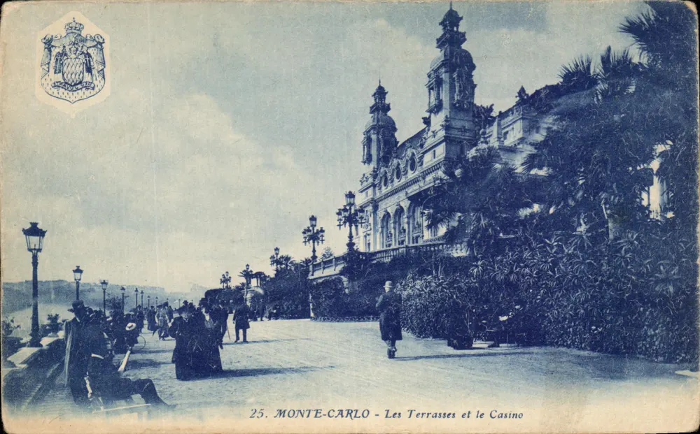Monte-Carlo — Die Terrassen und das Casino — Verlag Antaud, 6, rue de la Glace, Mantes - Vorderseite