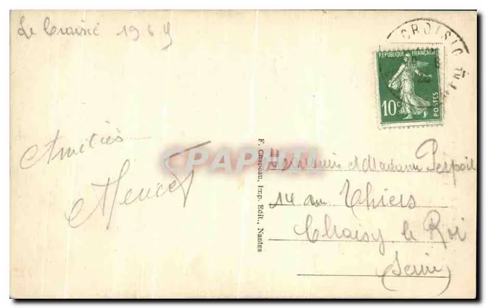 Le Croisic (Loire-Inf.) — A Gruta do Sable-Menu — F. Campoau, Imp. Edit., Nantes - Verso