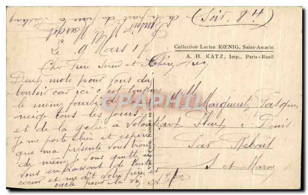 Die Alsatierin im Nationalkostüm — In der eroberten Elsaß — A. H. Katz, Paris-Rueil - Rückseite