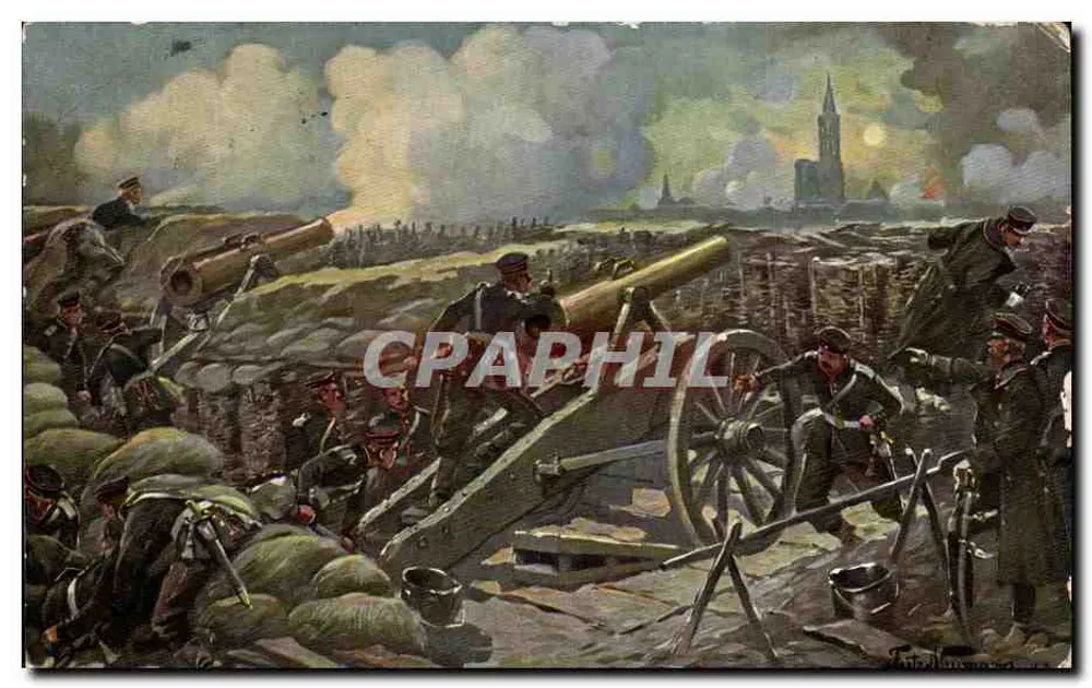 Schlacht bei Straßburg — Belagerung der Vierundzwanzigpfund-Batterie — Verlag Fritz Neumann, Serie BILD IV - Vorderseite