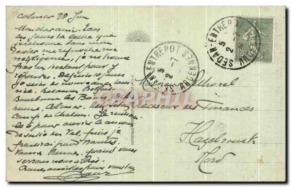 Colmar — Rue des Tanneurs — Blick auf die Straße mit Kanal und Gerber am Werk — Verlag CAP, Nr. 65 - Rückseite