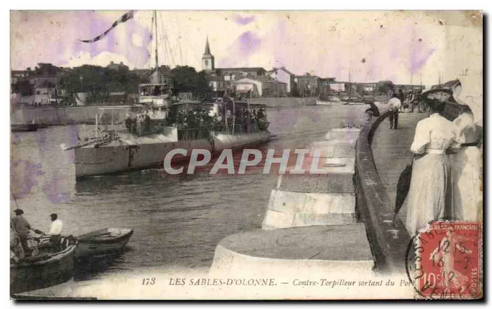 Les Sables-d'Olonne — Contre-Torpilleur verlassend den Hafen — Verlag CPAPHIL, Nr. 173 - Vorderseite