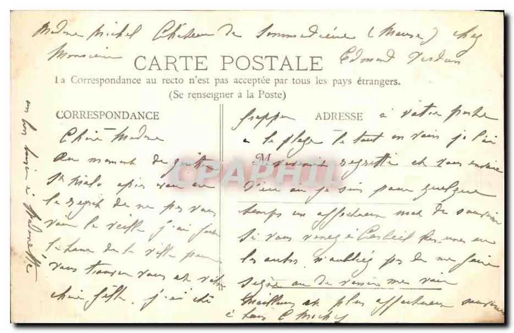 Verdun-sur-Meuse - A Digue — Imp. Lib. Alexandre, Ste-Menehould - Verso