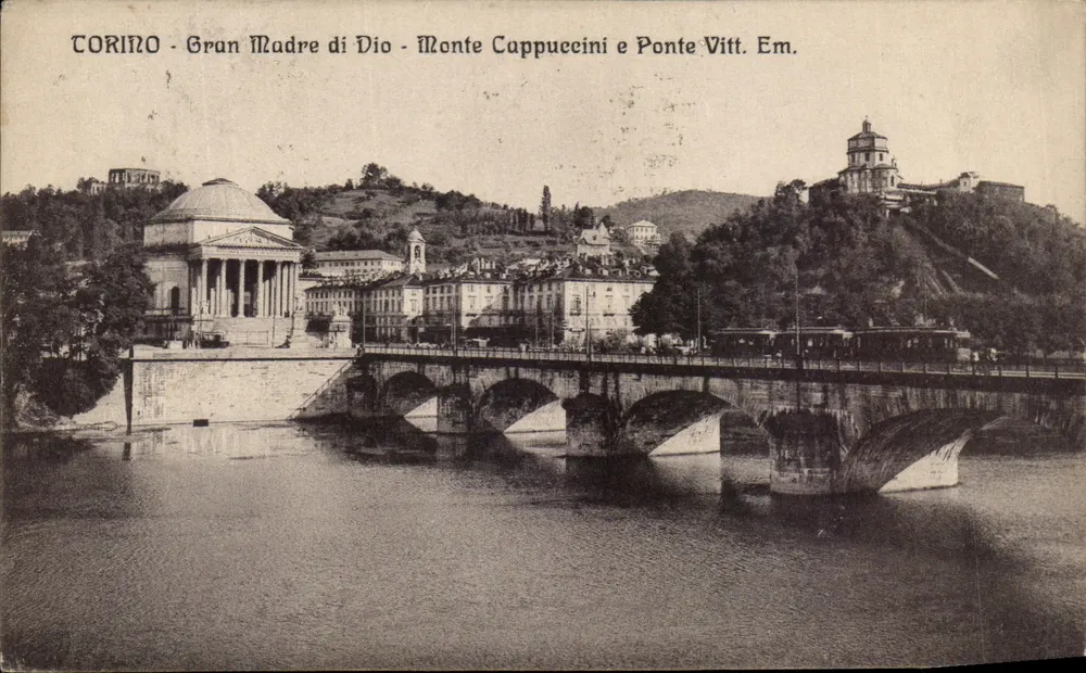 Turin - Gran Madre di Dio - Monte Cappuccini und Brücke Vittorio Emanuele - Vorderseite