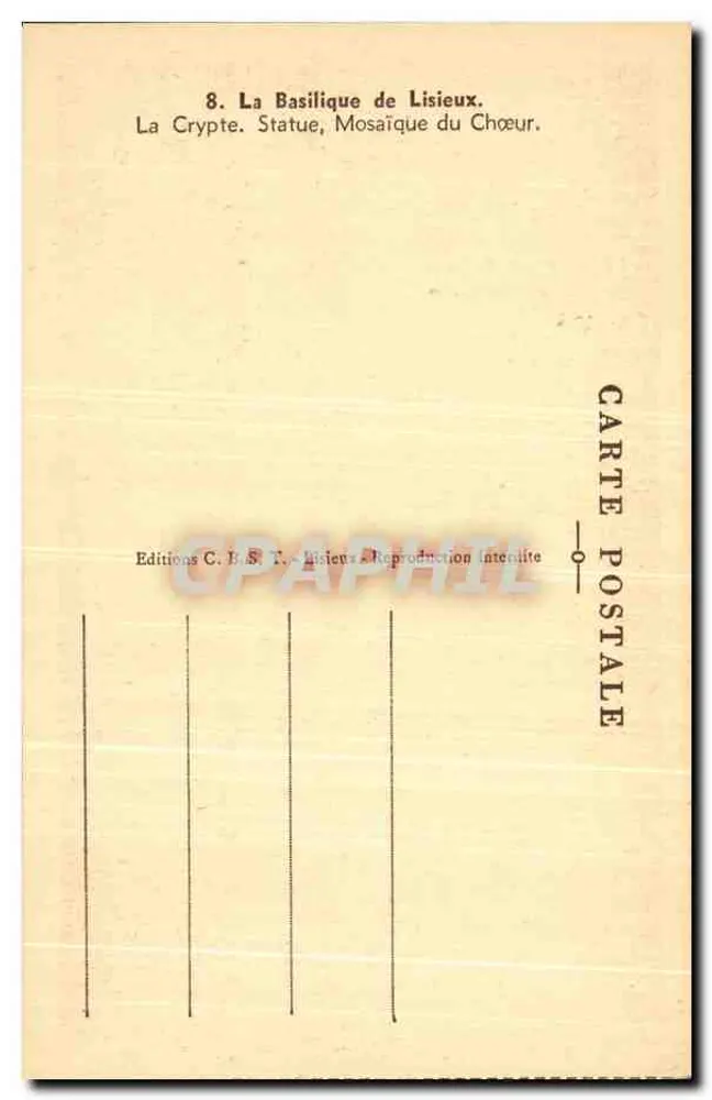 Krypta der Basilika von Lisieux — Mosaik des Chors — Verlag C.B.S.T. n°8 - Rückseite