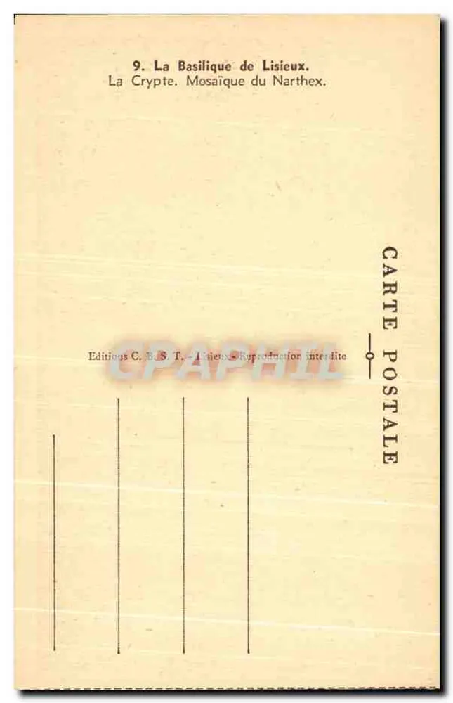 Krypta der Basilika von Lisieux — Mosaik des Narthex — Editions C.B.S.T. Lisieux - Rückseite
