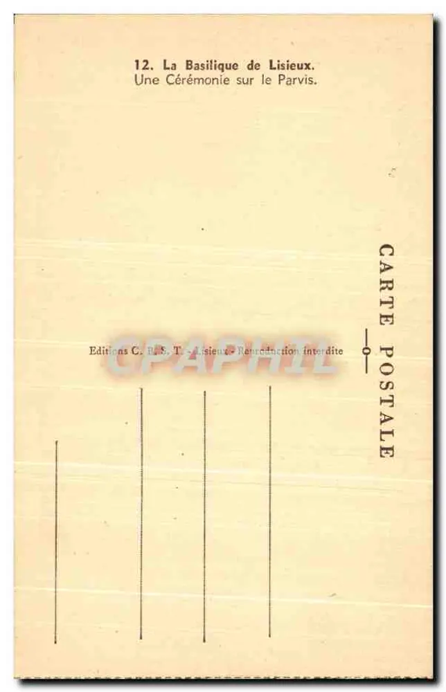 Die Basilika von Lisieux — Eine Zeremonie auf dem Vorplatz — Éditions C. B. S. T. - Rückseite