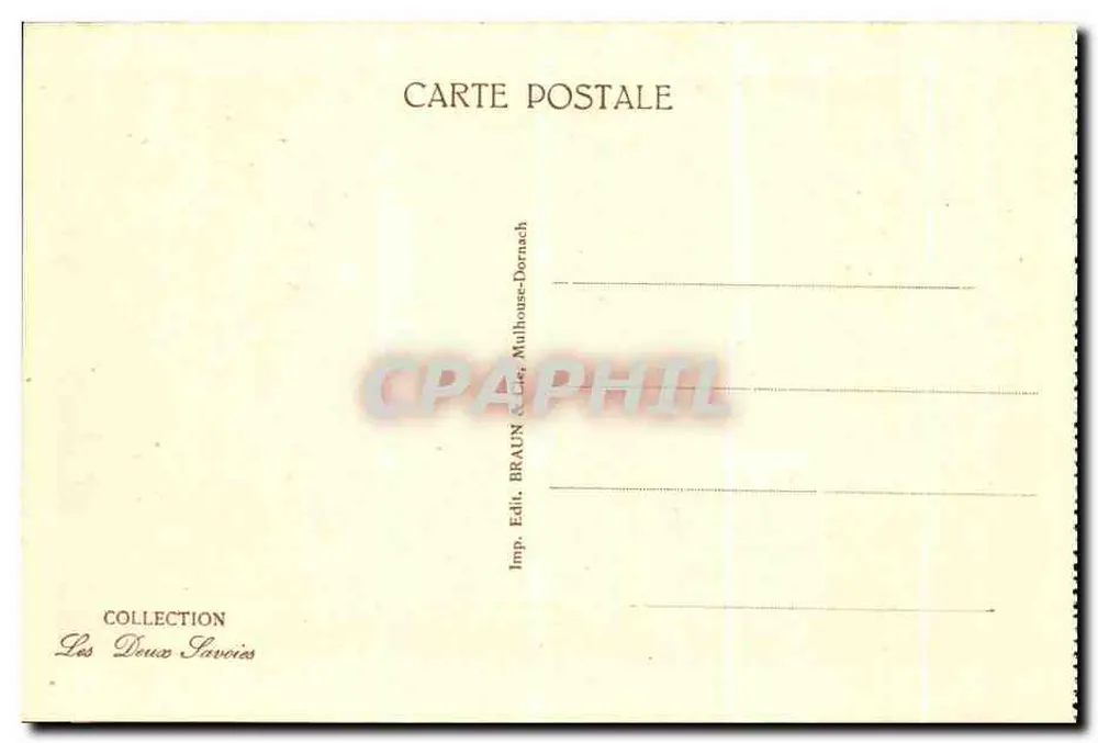 O Lago do Bourget — vista do lago com cais e montanhas — série 11814, editada por Braun & Cie, Mulhouse-Dornach - Verso