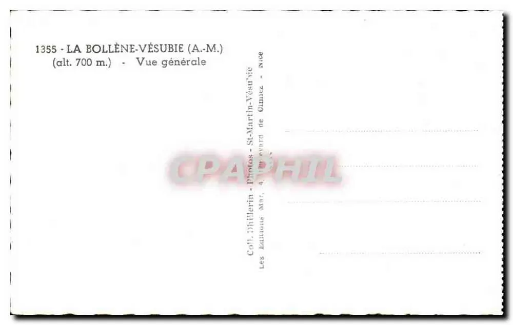 La Bollène-Vésubie (A.-M.) — Widok ogólny — Zbiór Dhillerin - St-Martin-Vésubie - Rewers