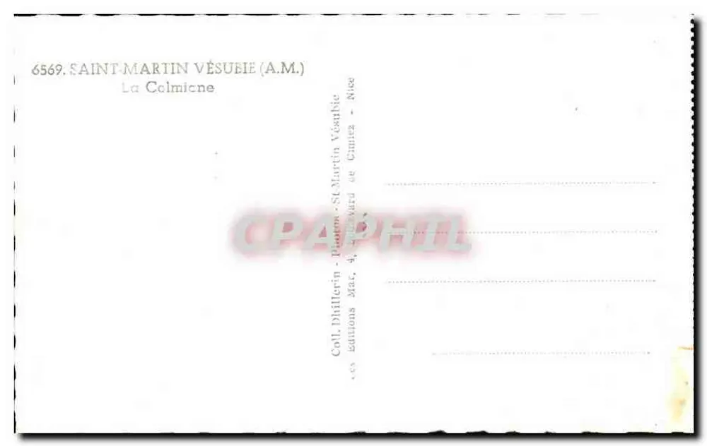 Saint-Martin-Vésubie - La Colmiane — editor Coll. Dhillerin, n° 6569 - Verso