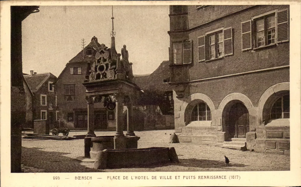 Bœrsch — Marktplatz und Renaissancebrunnen (1817) - Vorderseite