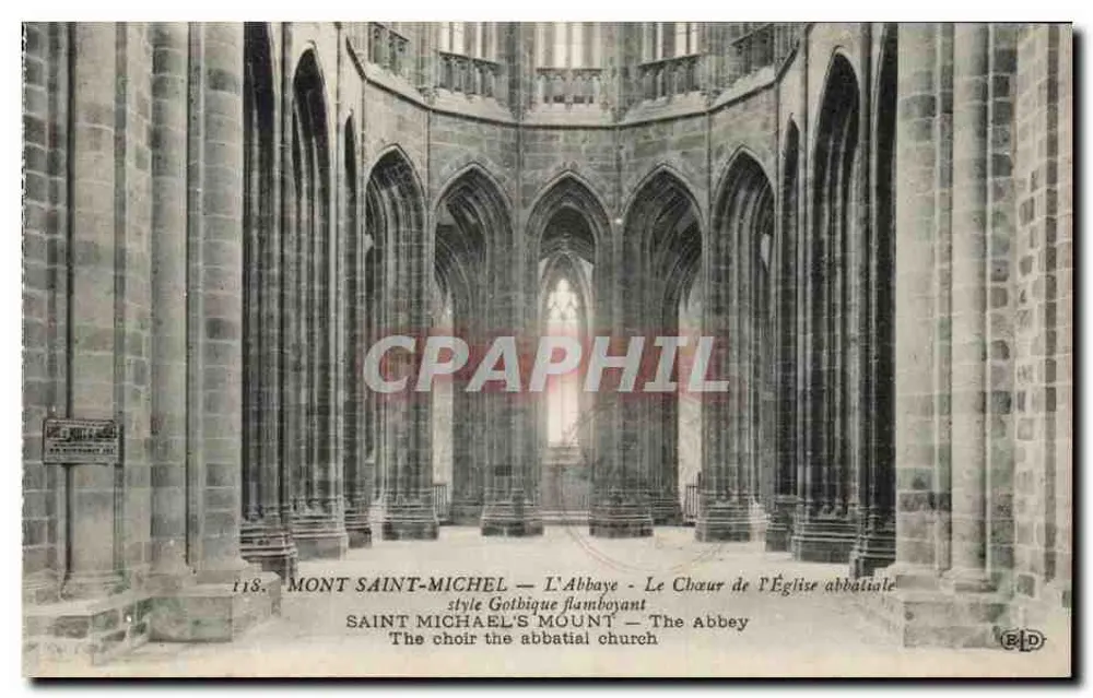 Mont Saint-Michel — Die Abtei — Der Chor der Kirche im Flamboyant-Stil - Vorderseite