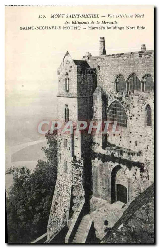 Mont Saint-Michel — Aussicht von Norden auf die Gebäude der Merveille — n°120 - Vorderseite