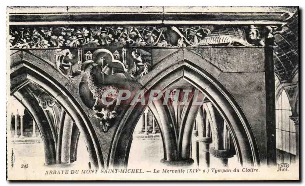 Abbaye du Mont-Saint-Michel — Die Merveille (14. Jahrhundert) — Tympanons des Cloisters - Vorderseite