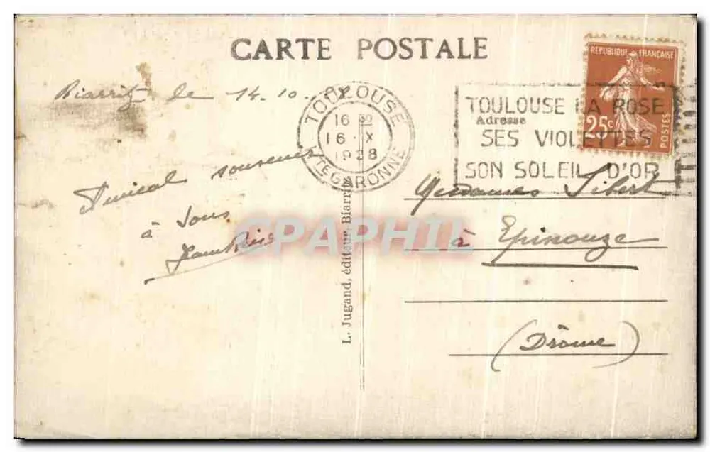 Biarritz — Rocher de la Vierge et vague à la jetée — L. Jugand, éditeur Biarritz - Rückseite