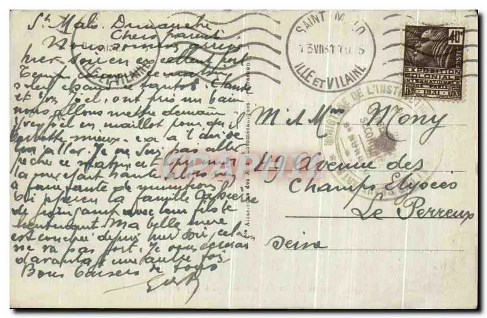 St-Malo — Die Mauern an der Porte Saint-Vincent — Éditeur G. F. P. S. — N° 21 - Rückseite