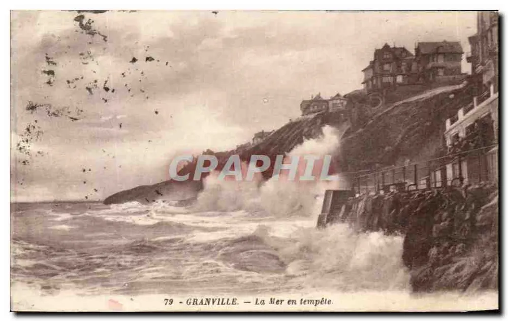 Granville — La Mer en tempête — Édition A. Bernard, Granville, n°79 - Frente