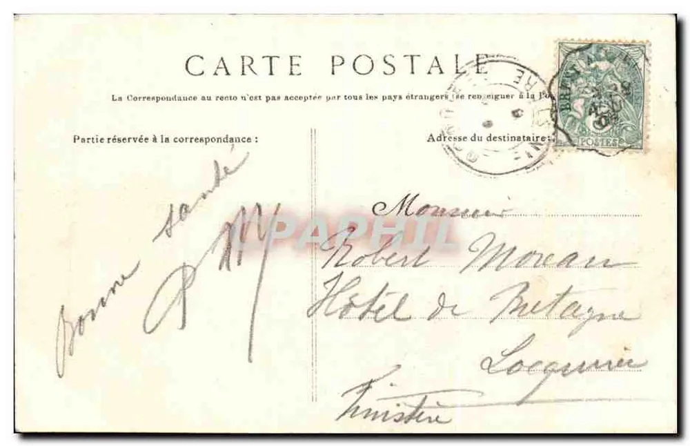 Douarnenez — La Plage du Guet — L'Île Tristan — Collection Villard, Quimper - Rückseite
