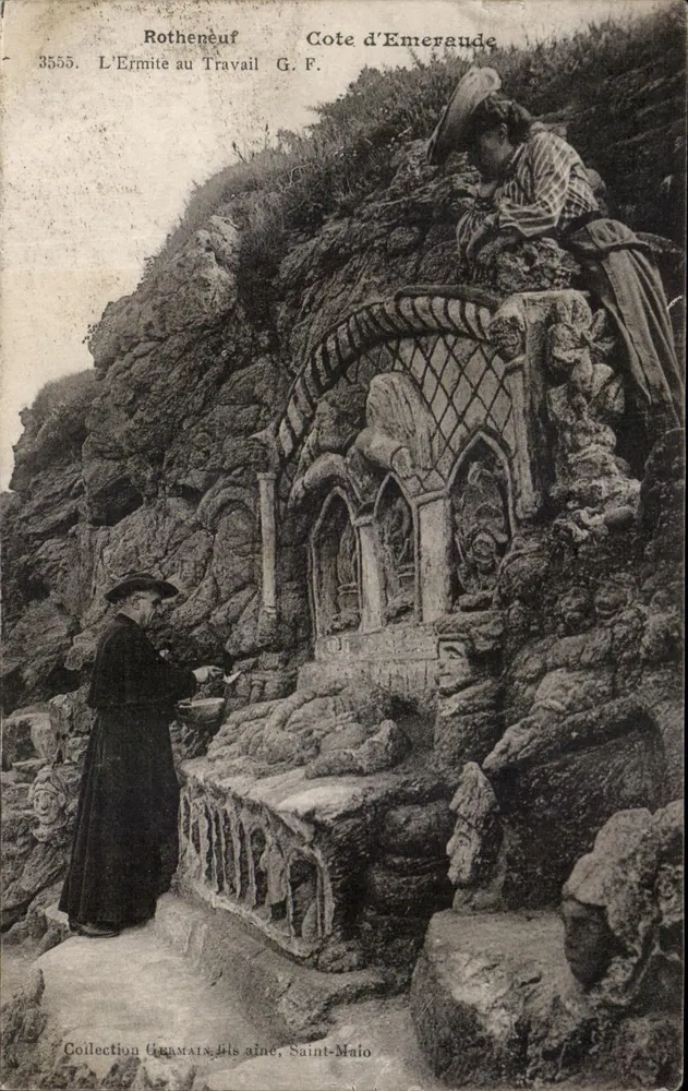 L'Ermitage au Travail — sculpture rocheuse à la Côte d'Émeraude, éditeur G. F. (n° 3555) - Vorderseite