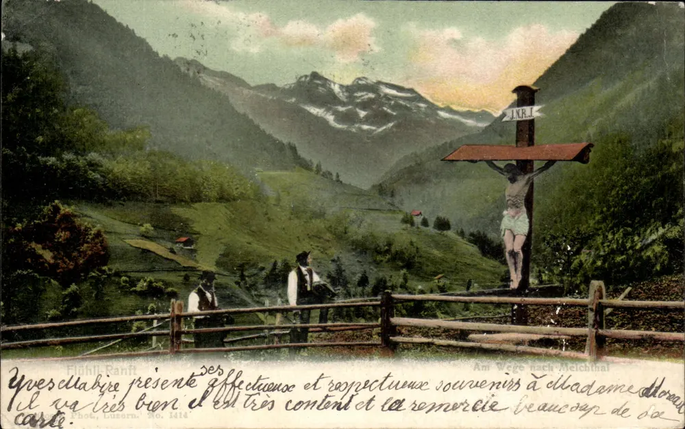 Kreuzigung an der Seite einer Straße — Flühli-Ranft — Foto, Luzern, Nr. 1414 - Vorderseite