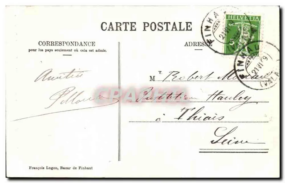Linha ferroviária de Martigny-Châtelard — Túnel de Revennez perto de Finhaut — J.J. 6781, Editores, Genebra - Verso