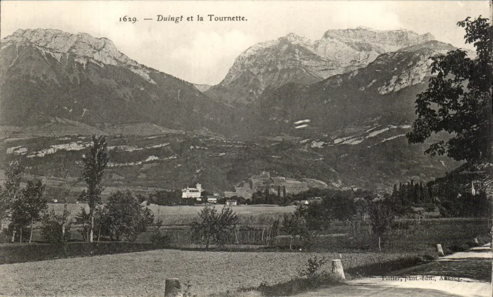 Duingt i Tournette — widok panoramiczny — P. Littier, fot.-wyd., Annecy, nr 1629 - Awers