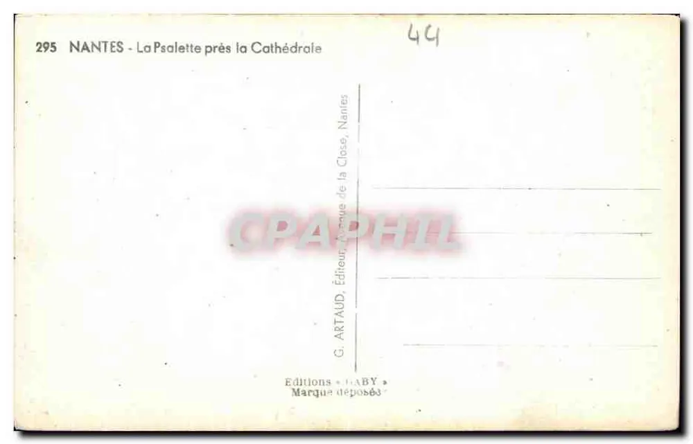 Nantes - Die Psalette nahe der Kathedrale — Éditions G. Artaud, Nantes - Rückseite