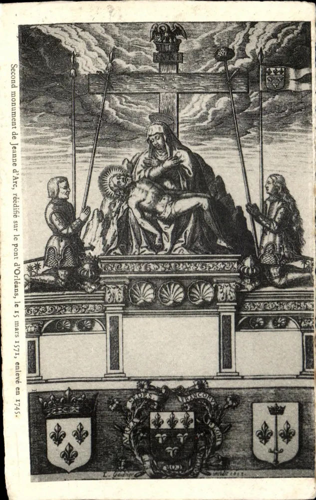 Jeanne d'Arc — Zweiter Denkmal auf der Brücke von Orléans, wiederhergestellt 1577, abgerissen 1745 — L. Godon, 1813 - Vorderseite
