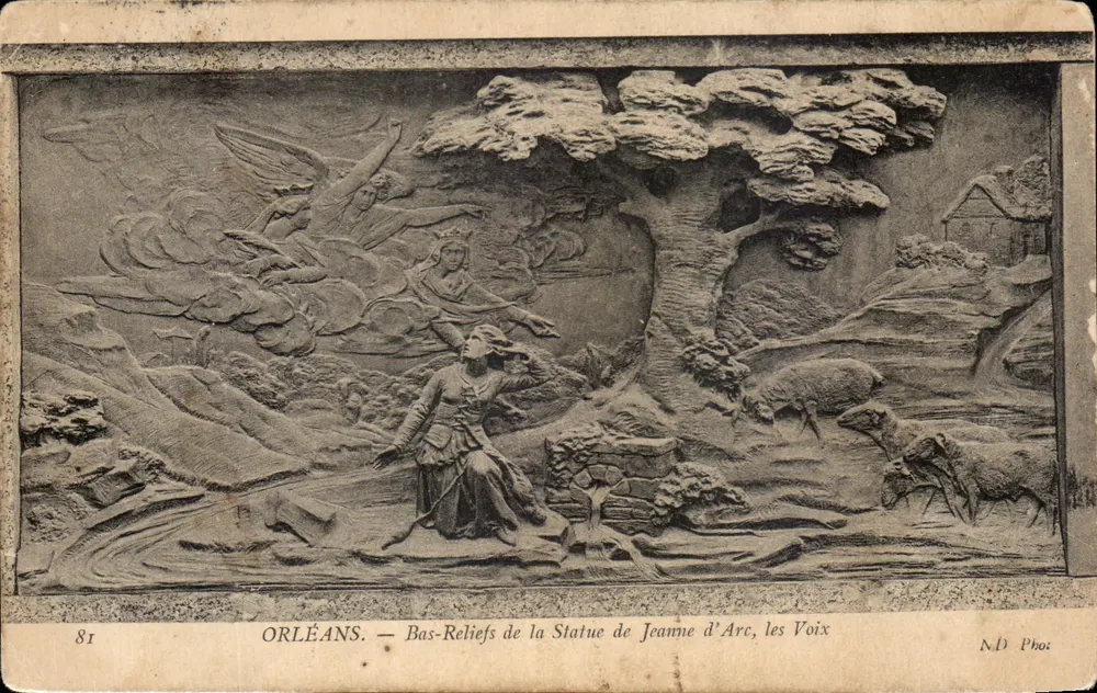 Orléans — Basrelief der Statue von Jeanne d'Arc, die Stimmen — N.D. Foto - Vorderseite