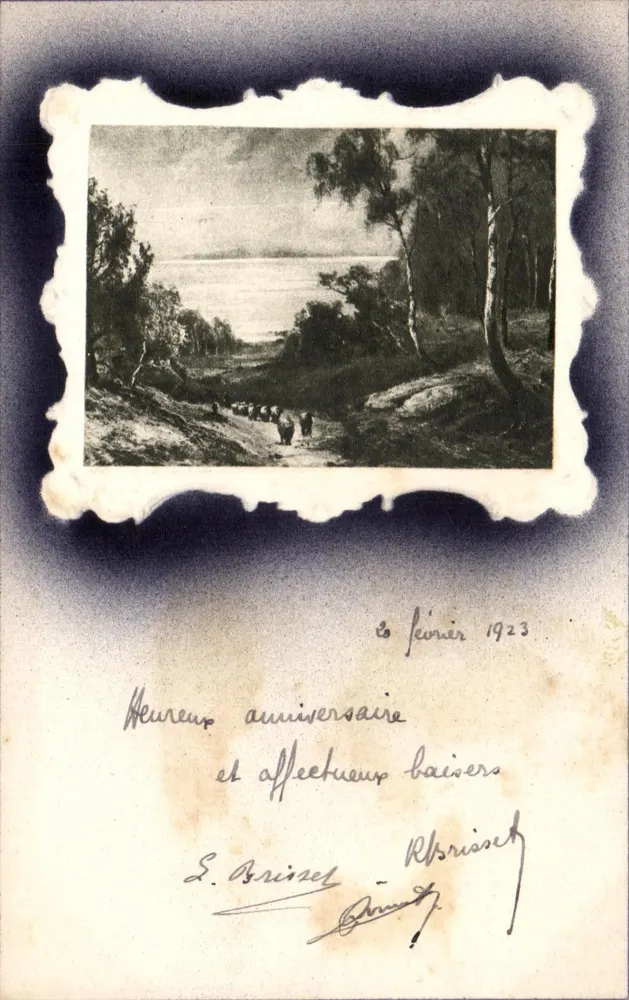 Paisaje con camino y rebaño — Editor no visible — Número de serie no visible - Anverso
