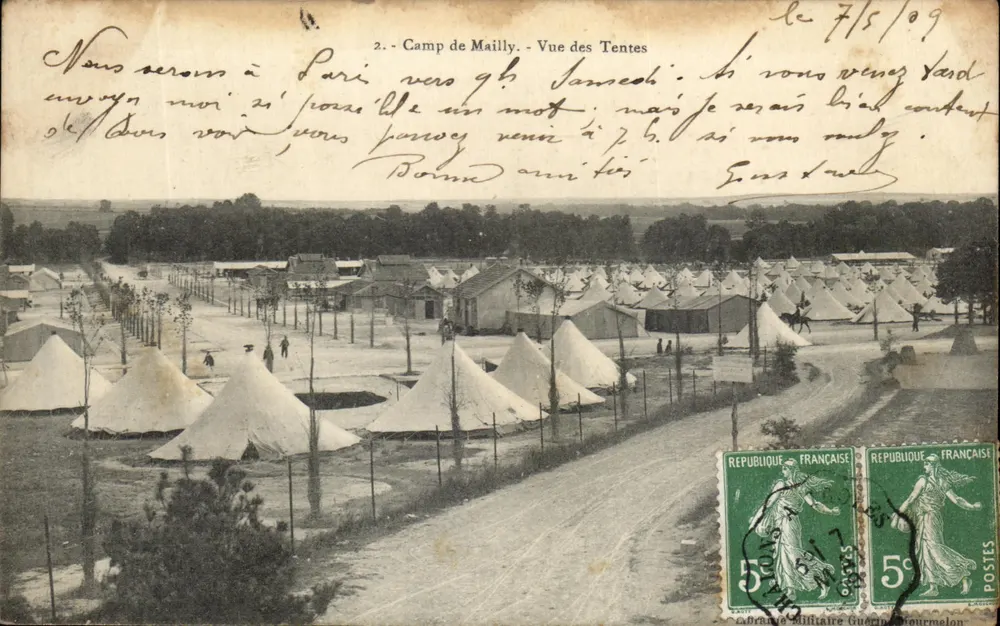 Camp de Mailly — Ansicht der Zelte — Verlag: France Militaire Guérin Pourmelon - Vorderseite