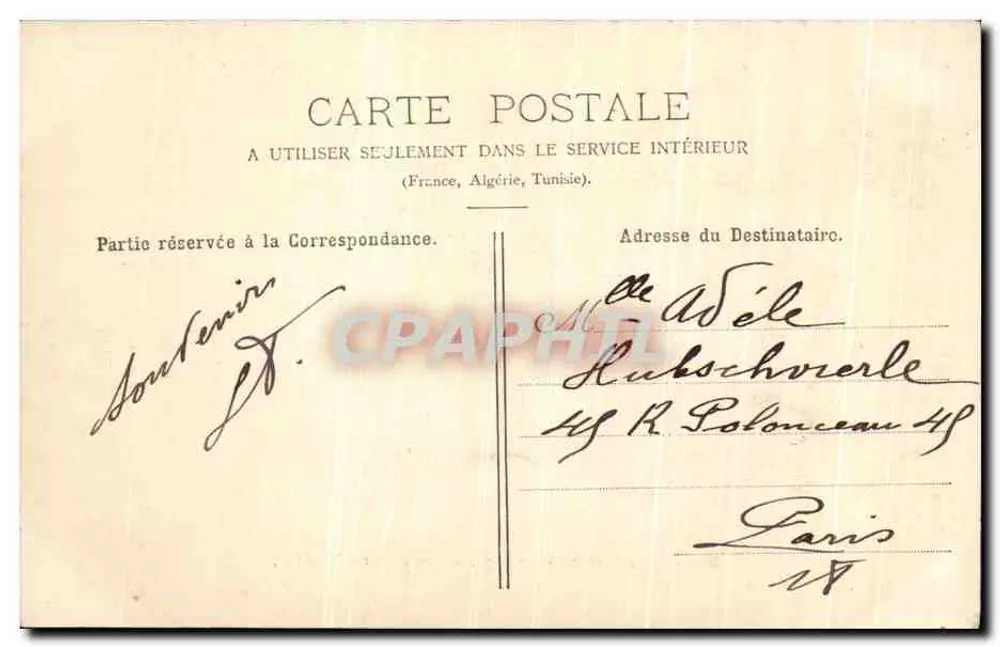 Fontainebleau-Barbizon — Marie-Thérèse Straße — Verlag unbekannt, Nr. 56 - Rückseite