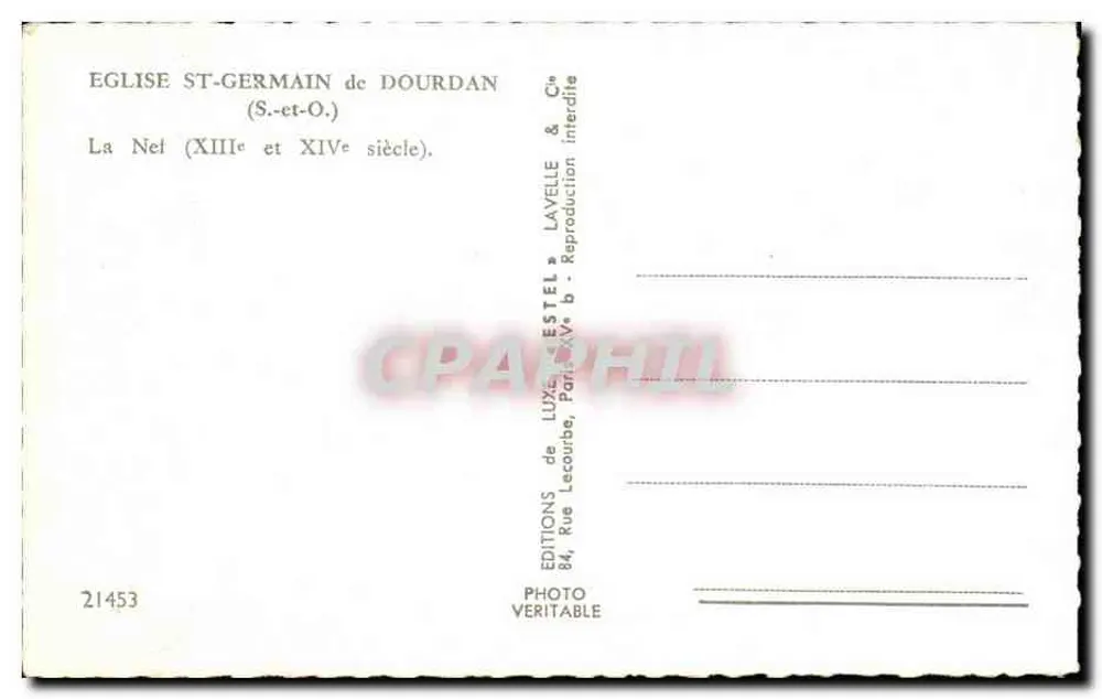 Igreja de São Germain de Dourdan — Interior — Edições Lavelle & Estel - Verso