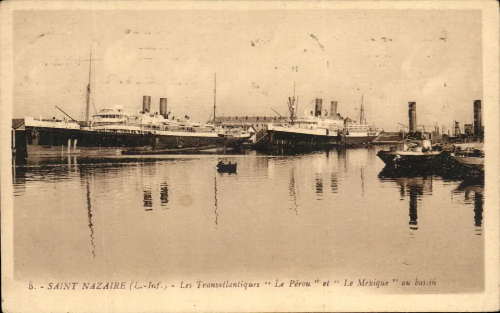 Saint-Nazaire (L.-Inf.) — Die Transatlantiker "Le Pérou" und "Le Mexique" am Hafen - Vorderseite
