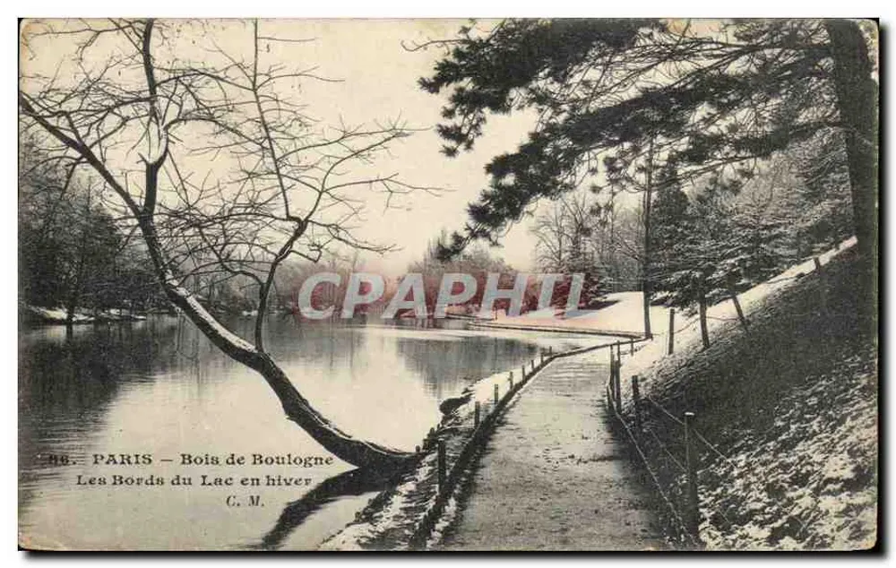 PARIS — Bois de Boulogne — Ansicht der Ufer des Sees im Winter — C. M. - Vorderseite