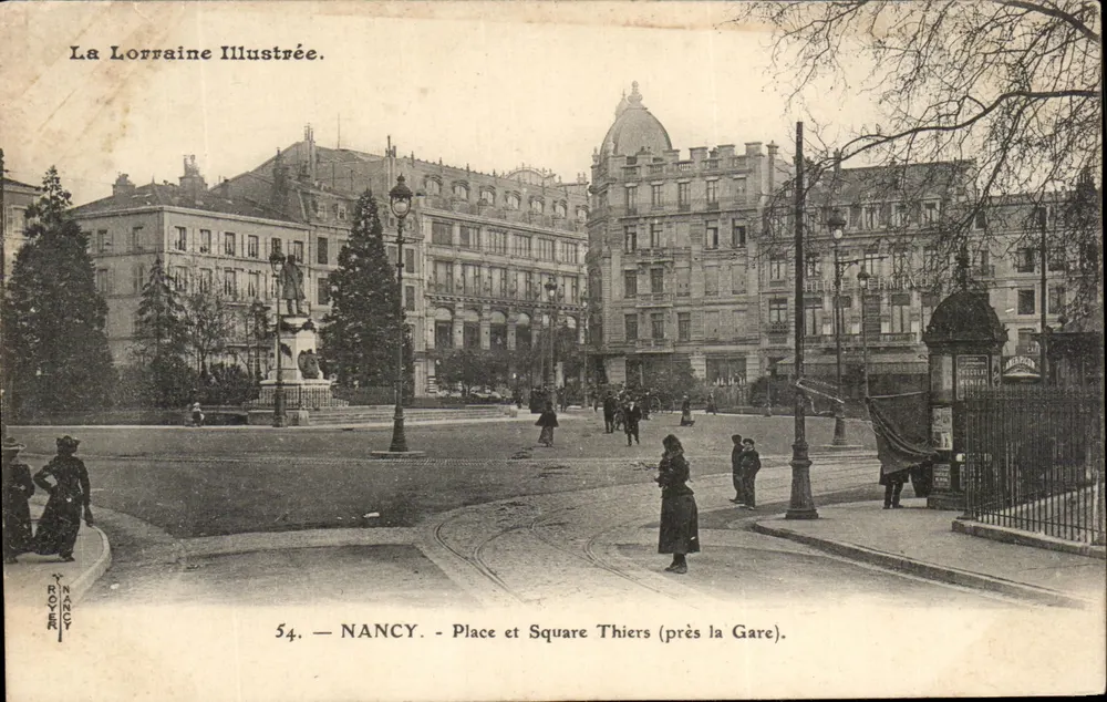 NANCY — Place e Square Thiers (próximo à Gare) — La Lorraine Illustrée, n°54 - Frente