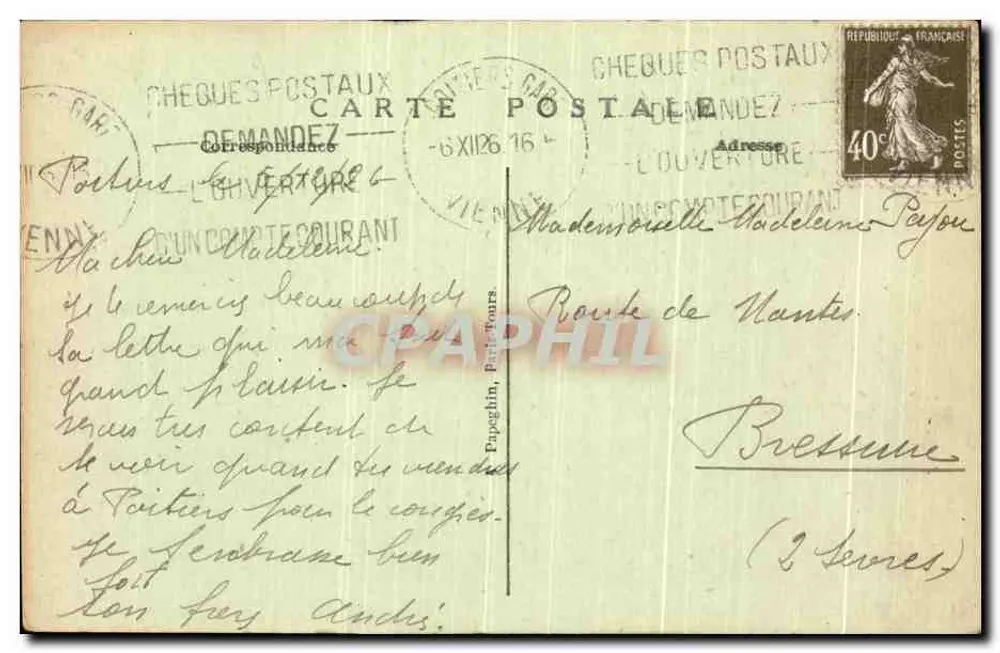 Poitiers (Vienne) - Apsis der Kirche Saint-Hilaire — A.P. Nr. 52 - Rückseite