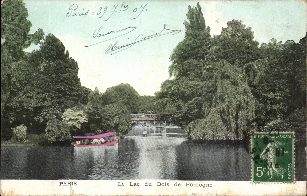 Paris — Le Lac du Bois de Boulogne — éditeur non visible, n° de série non lisible - Frente