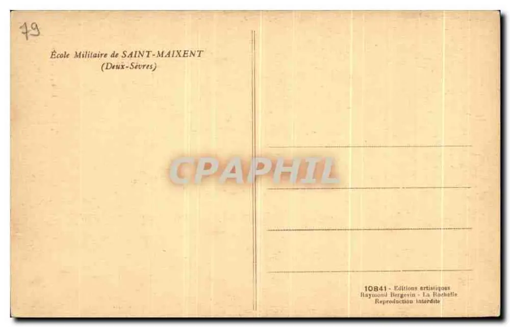 Escuela Militar de SAINT-MAIXENT — Deux-Sèvres — Ediciones artísticas Raymond Bergerin, La Rochelle - Reverso
