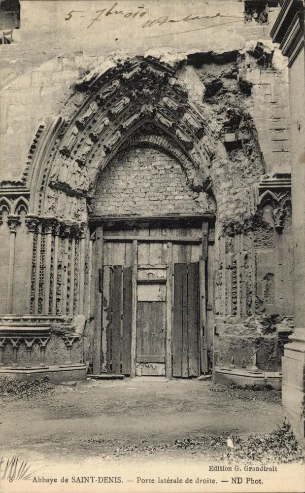 Abbaye de SAINT-DENIS — Prawa boczna brama — Wydawnictwo G. Grandtrait - Awers