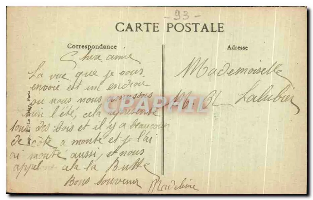 CLICHY-SOUS-BOIS — La Montée du Boulevard du Temple — éditeur B.P.D. n°12 - Verso