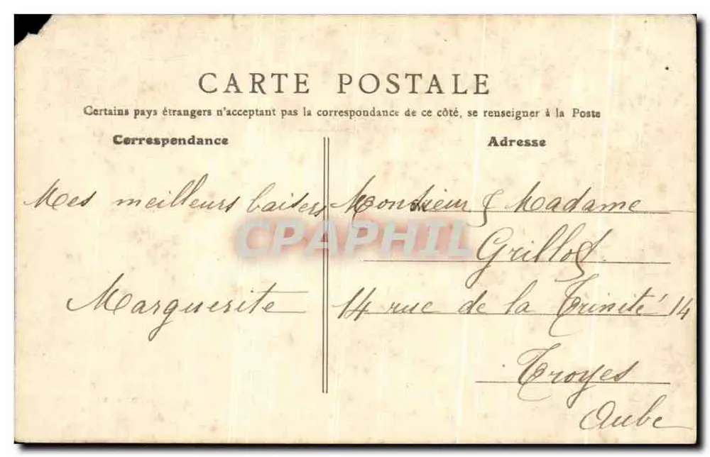 Asnières - Hôtel de Ville - Le Parc — éditeur B.L. Paris N°52 - Verso