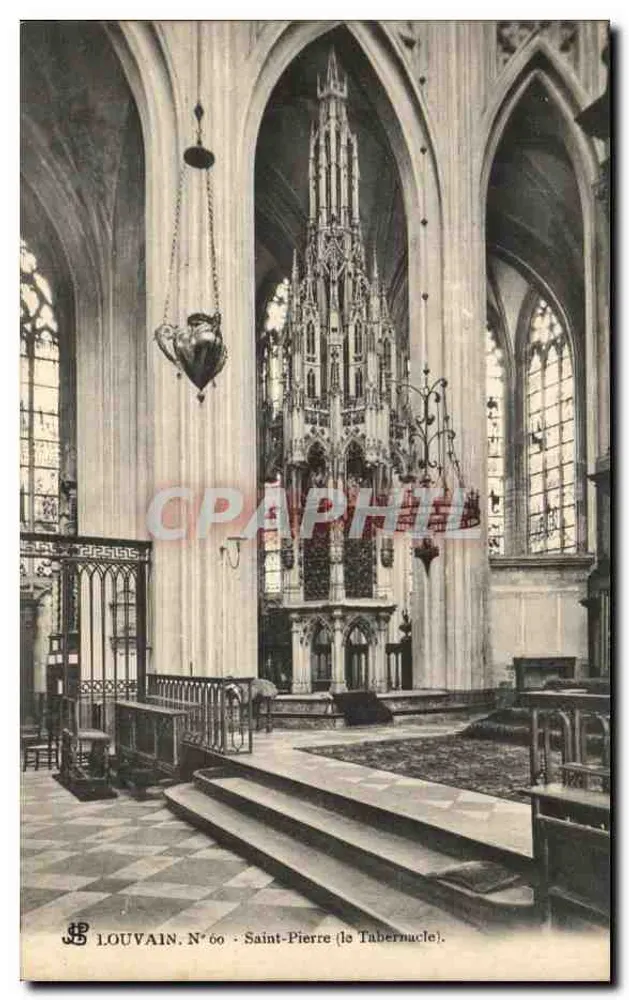 Widok wnętrza katedry Świętego Piotra (Tabernakulum) — Louvain, N° 60 — wydawca Louvain - Awers